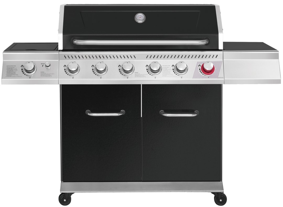 Black enamel coated Steel 6B 3kW(each) gas grill, High Temperature Main Burner & Infrared Back Burner are available
