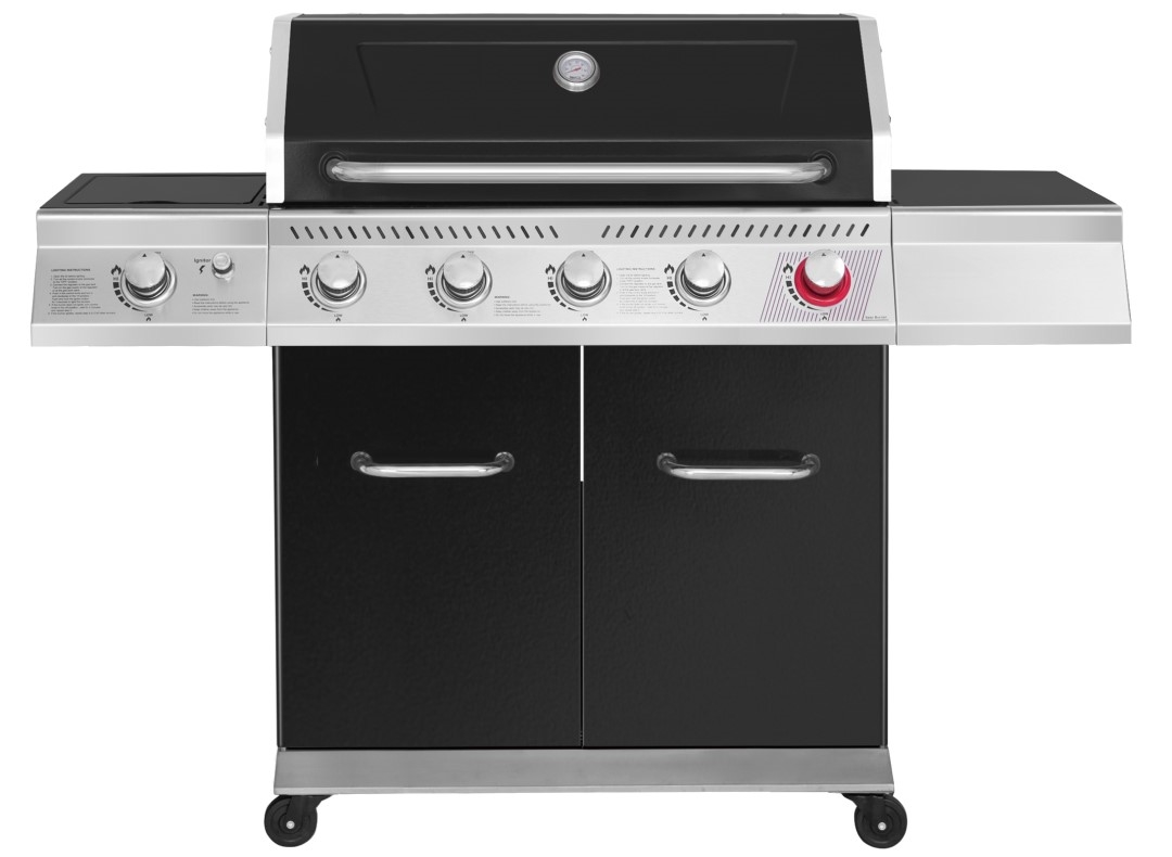 Black enamel coated Steel 5B 3kW(each) gas grill, High Temperature Main Burner & Infrared Back Burner are available