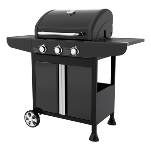 3 Burners Gas Grill with Semi-enclosed Cabinet and Invisible door Handles