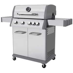 Premium 4 Burners Stainless Steel Gas Grill with Side Burner and Multifunctional Cooking Grid