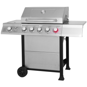 Compact 5 Burners Stainless steel Gas grill, with High Temperature Main Burner and Side Burner