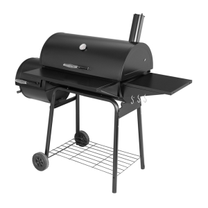 30-Inch Charcoal Grill with Offset Smoker, Front Table & Side Table
