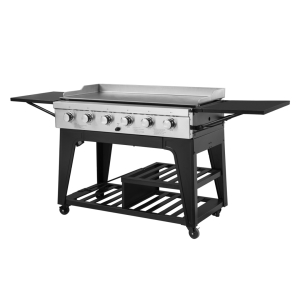 Stainless Steel 6-Burners Gas Griddle with Sandblasted Steel Cooking Plate  and Double-layer Trolley
