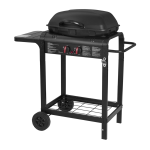 2-Knob-Control Gas Portable Grill, with Trolley & Folding Side Tables