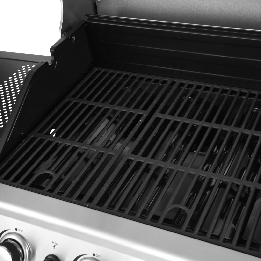 3 Burners Black Powder Coated Gas Grill with Doublelayer Lid and