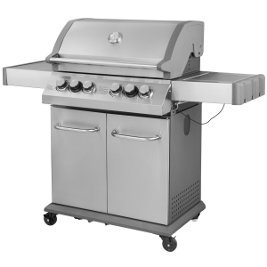 Premium 4 Burners Gas Grill with Cast Aluminum Lid Side Plates and Infrared Rear Burner