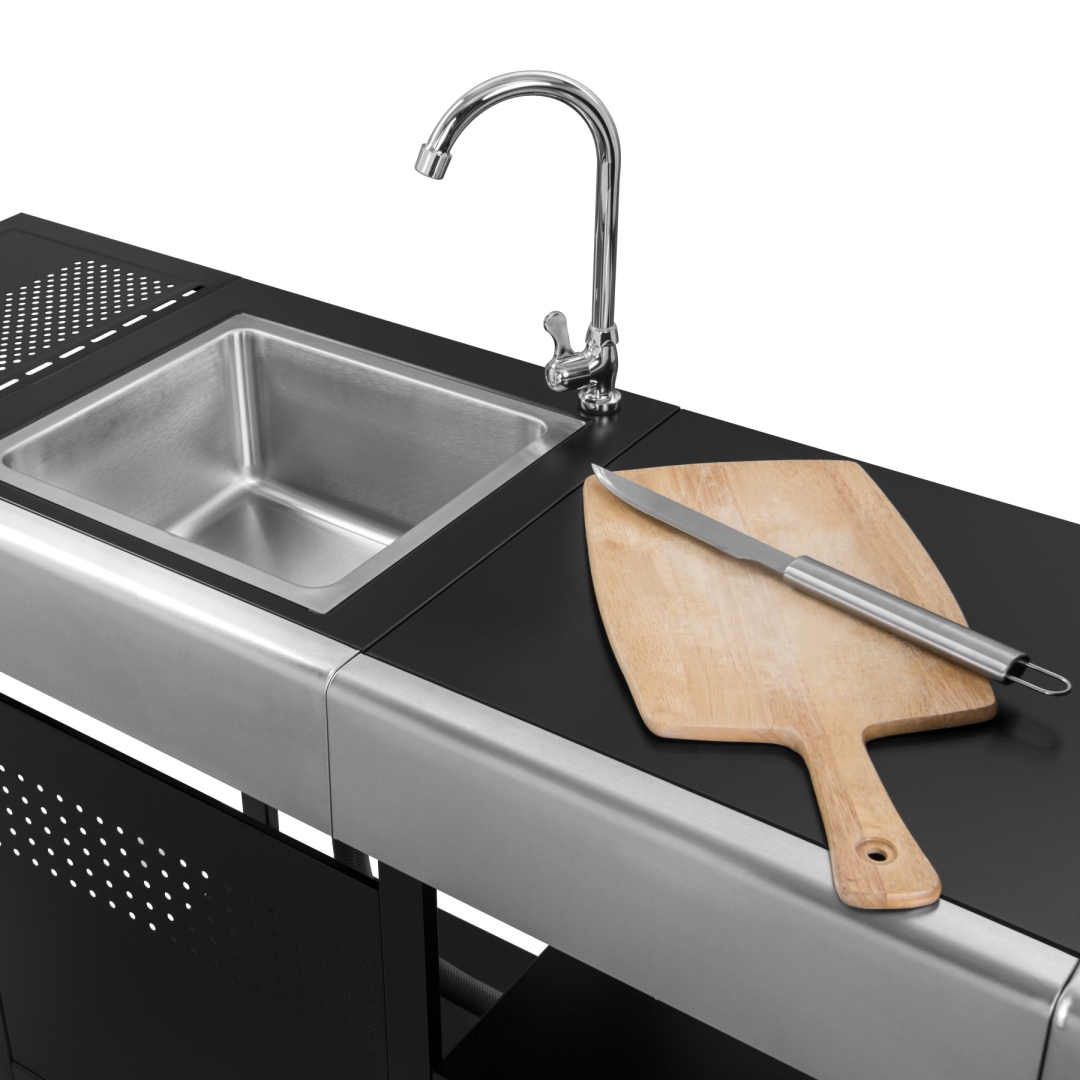 Outdoor Kitchen 3 Burners Gas Grill with Sink and Worktable BBQ