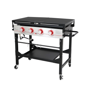 Flat Top 4-Burners Gas Griddle with Dual-purpose Collapsible Side Tables and Folding Legs