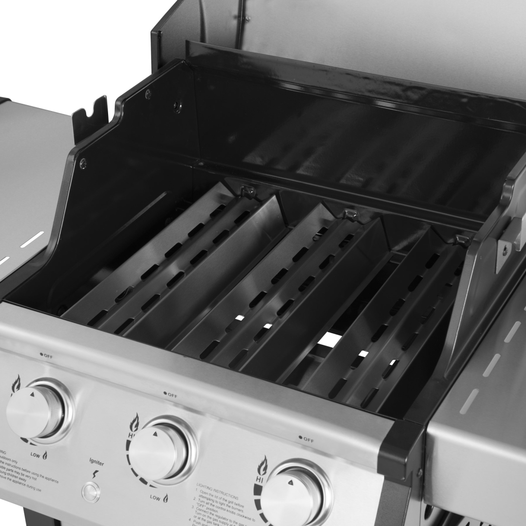 3Burner Stainless Steel Gas Grill with Doublelayer Firebox BBQ