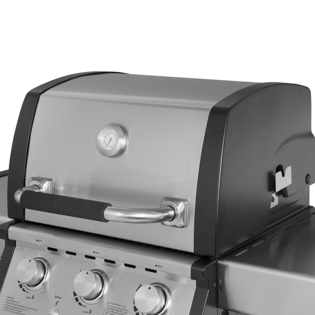 3Burner Stainless Steel Gas Grill with Doublelayer Firebox BBQ