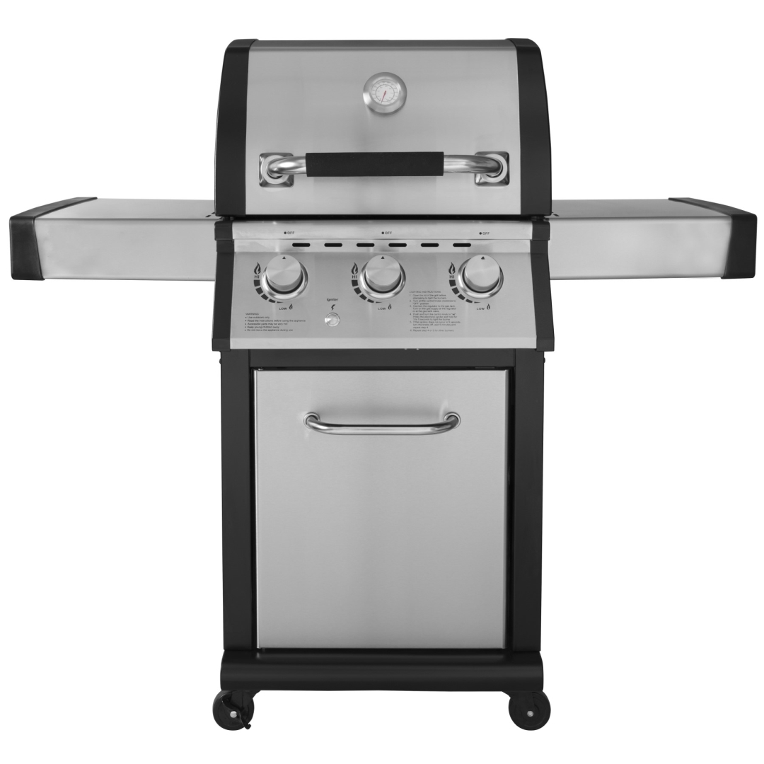 3Burner Stainless Steel Gas Grill with Doublelayer Firebox BBQ