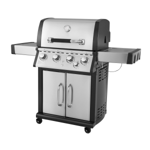 4-Burner Stainless Steel Gas Grill with Double-layer Firebox and Side Burner