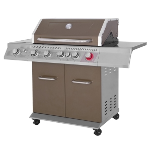 5 Burners Colorful Enamel Coated Gas Grill, with Sear Burner, Rear Burner, and Side Burner