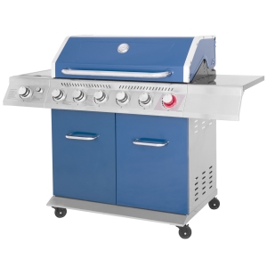 6 Burners Colorful Enamel Coated Gas Grill, with Sear Burner and Side Burner