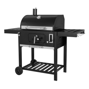 24-Inch Charcoal Grill with Folding Side Tables & 6-Level Height-Adjustable Charcoal Pan