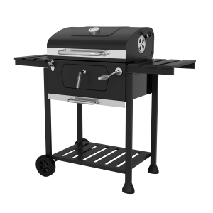 24-Inch Charcoal Grill with Folding Side Tables