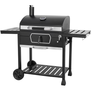 30-Inch Charcoal Grill with Folding Side Tables
