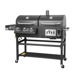 3-Burner Gas & Charcoal Combo Grill, with Side Burner