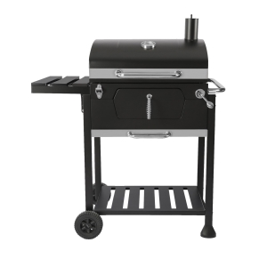 24-Inch Charcoal Grill with Smoke Stack, Folding Side Table &  Handle