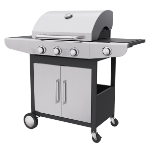 3 Burners Gas Grill with Double-layer Stainless Steel Lid and Side Burner