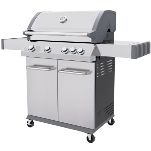 Premium Stainless Steel 4-Burner Gas Grill with Cast Aluminum Side Plates